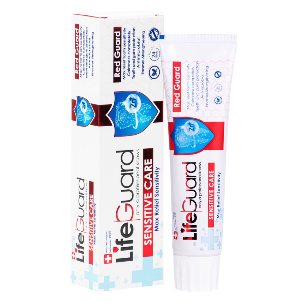 24fe15f7a0edeb5f5c5ec0cb346a2180 خمیر دندان حساس Red Guard برند لایف گارد