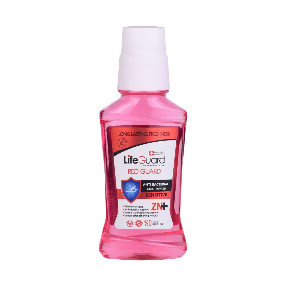 598ceb6e1110a8480204554942703128 دهانشویه بزرگسال حساس (Red Guard) برند لایف گارد با حجم 270 میلی لیتر